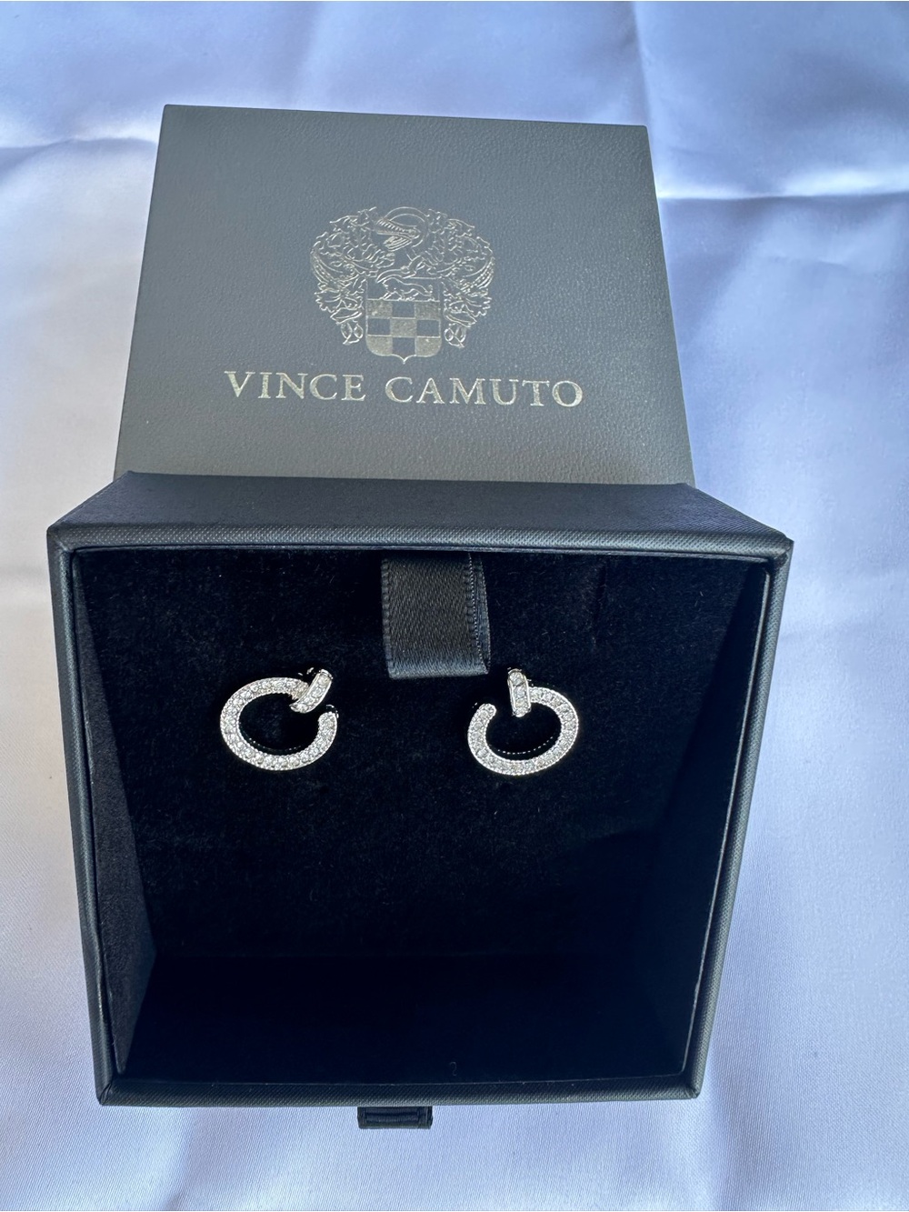 Vince Camuto Silver Pavé Open-Circle Stud Earrings
